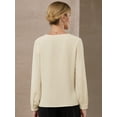 thumbnail image 5 of DARING DIVA Women's Dressy Casual Blouse Pleated Shirt Top S Beige, 5 of 7