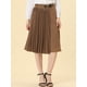 thumbnail image 2 of Falda plisada de cintura alta hasta la rodilla retro para mujer marrón L, 2 of 5