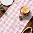 thumbnail image 4 of Table Runner - 48 Inch Long, Pink Easter Kitchen Dining Table Runner Dresser Scarves, Spring Easter Bunny Eggs Floral Buffalo Plaid Farmhouse Decor for Coffee Tables Wedding Party Banquet, 4 of 8