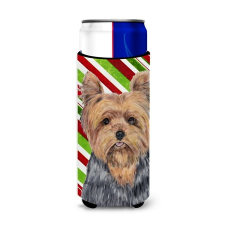 

Caroline s Treasures SC9348MUK Yorkie Candy Cane Holiday Christmas Michelob Ultra Koozies Slim Multicolor