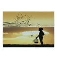 thumbnail image 1 of Nature Cutting Board, Little Silhouette with a Bird Cage at Sunset in Forest Rural Trees Birds, Decorative Tempered Glass Cutting and Serving Board, Small Size, Marigold Black, by Ambesonne, 1 of 1