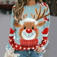 thumbnail image 2 of Srogem 2024 Women's Ugly Christmas Sweatshirt Funny Cute Xmas Tree Reindeer Snowman Top Long Sleeve Crew Neck Sweatshirt, 2 of 4