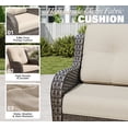 thumbnail image 5 of Meetleisure 3 Piece Wicker Patio Furniture Set, Rattan Chairs with Side Table, High Back, Deep Seating, Wide Armrest, Thick Cushions for Deck Porch, Beige, 5 of 9
