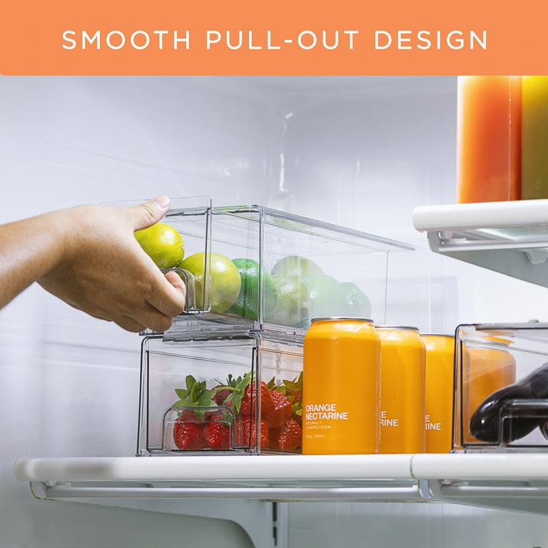 Fridge Drawers - Clear Plastic Stackable Pull-Out Refrigerator