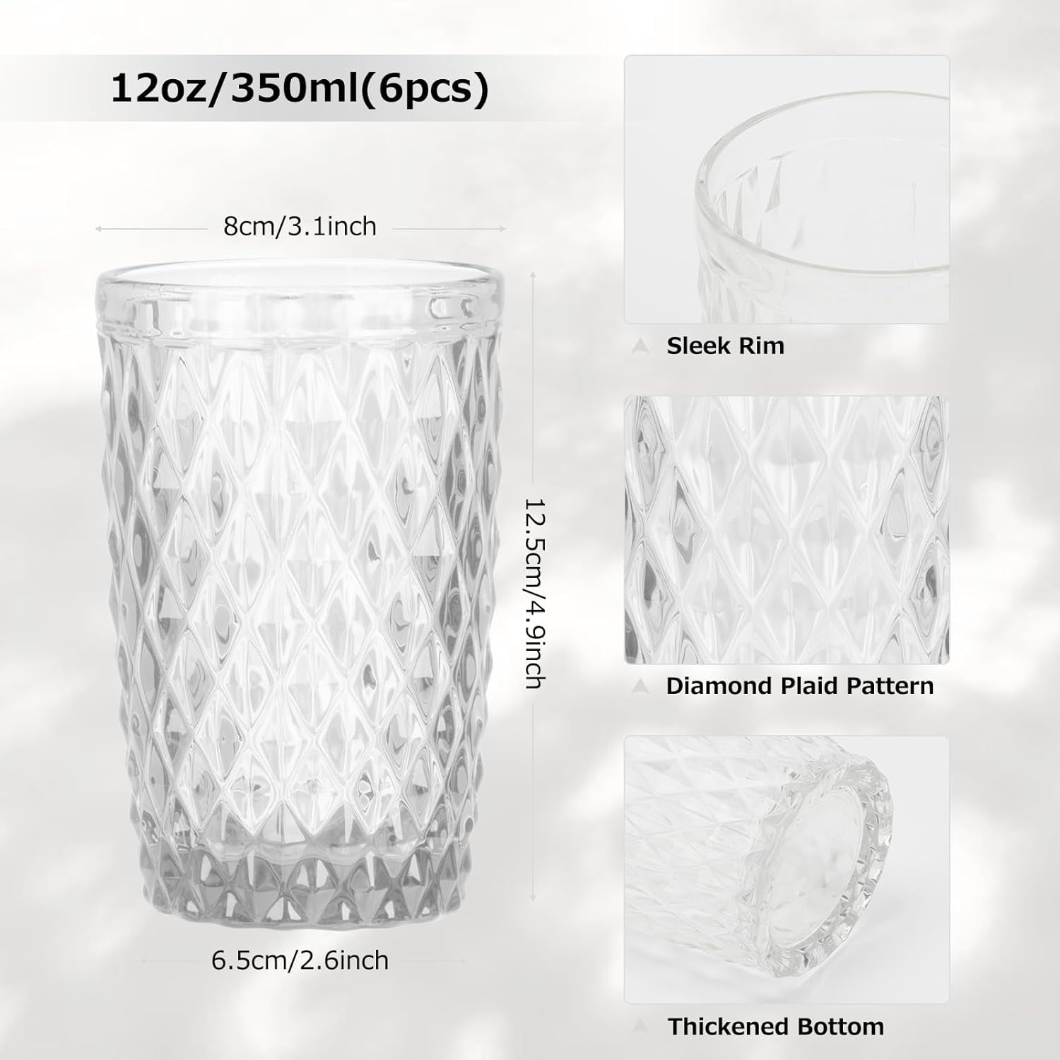 NANAHuang Vintage Drinking Glass Set of 4,12 oz Embossed Floral Drinkware Set,Green Drinking Glasses Cups Wine Glasses Colored Glassware for Whisky,Beer,Juice,Cocktail,Heavy Duty