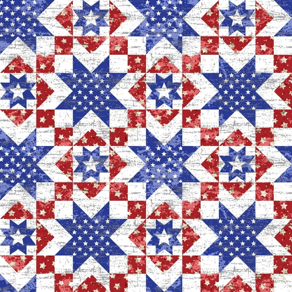 Fabric Editions 36" x 42" Cotton Patriotic Quilt 1 Yard Precut Sewing & Craft Fabric, White 3 Pieces