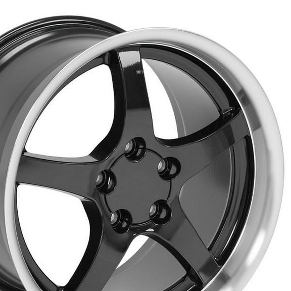 18 inch Rim fits 88-04 Chevy Corvette C5 Black Mach'd Lip Wheel Direct Fit