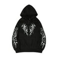 thumbnail image 3 of Mens Fall Hoodie Pullover Spring Printed Zipper Hooded Long Sleeved Style Mens Athletic Tops,Black1,L, 3 of 4