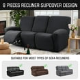 thumbnail image 4 of TAOCOCO Large Recliner Sofa Slipcover for 3 Cushion Couch with Pocket, Stretch Reclining Chair Cover for Pets Black, 4 of 9