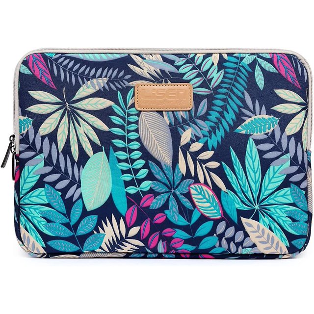 Funda para portátil de 15,6 pulgadas adecuada para Acer/asus/dell/ipad Pro/lenovo/macbook Pro/macbook Air/funda para portátil de mujer con estampado de hojas de colores (azul)