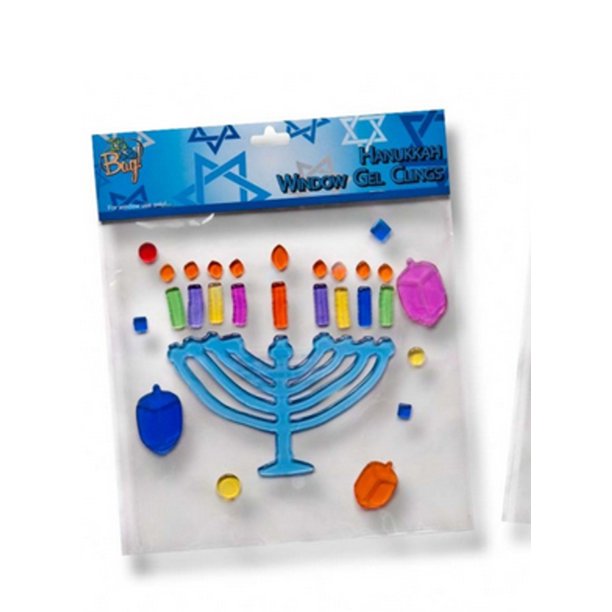 Pack of 9 Menorah and Dreidels Hanukkah Window Gel Clings Holiday