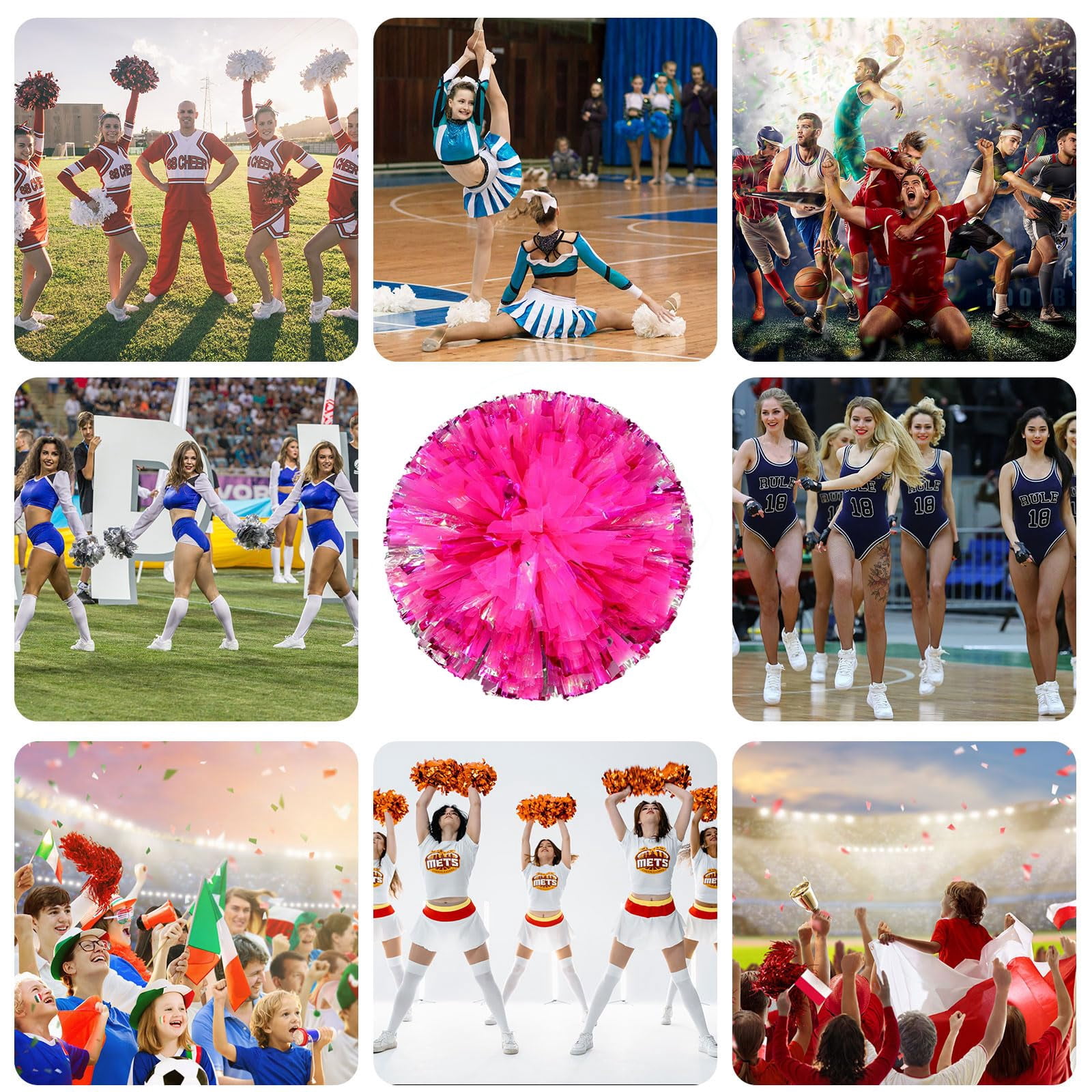 26 Pcs pom poms Cheer,pom poms Cheerleading with Four Finger Payment Cheer Pom Pomsfor Dance, Matches