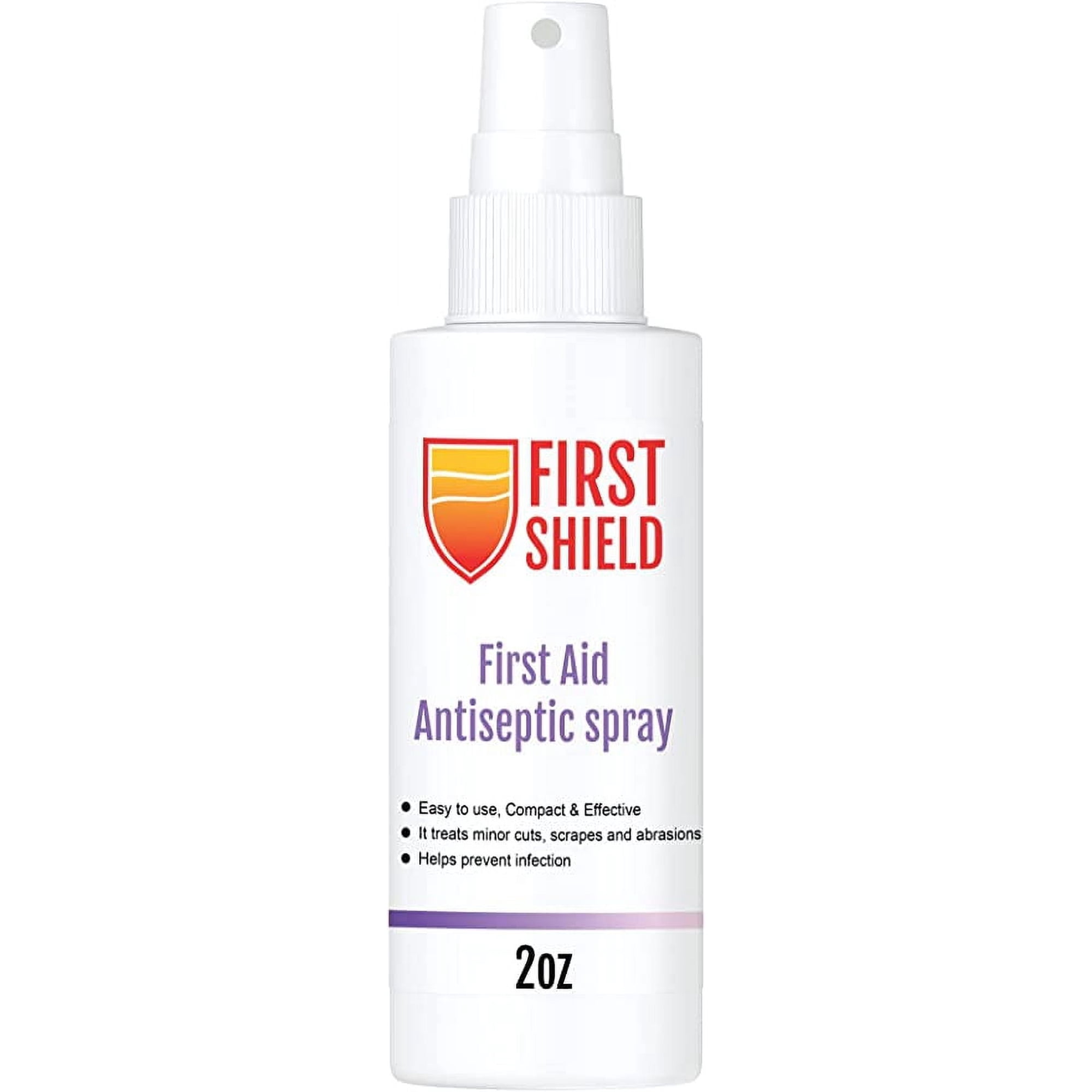 First Shield First Aid Antiseptic Spray, Wound Cleaner, Benzalkonium Chloride for Minor Cuts, Scrapes and Burns – 2 Oz, 1.0 Count, Pack of 1