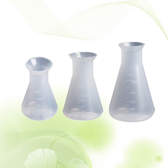 BRIGHTFUFU 3pcs Plastic Conical Flask Set Foodgrade Plastic Standard Scale Line