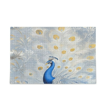 WOBOGO Blue Peacock Puzzle Challenge 500 Piece Jigsaw Suitable for Game Night Finished Size 20.5 x 14.9in