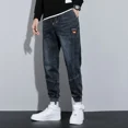 thumbnail image 5 of Pantalones vaqueros negros para hombre, talla grande, elásticos, de color azul claro, para hombre, pantalones de gran tamaño, estilo grunge, Y2k, estilo Harajuku, nuevos en mezclilla, 5 of 5