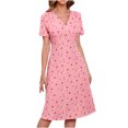 thumbnail image 1 of Robes d'Été pour Femmes Plage Aguichant Imprimé Manches Courtes Col en V Boho Mini Robes Décontractées d'Été pour Femmes, 1 of 7