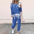 thumbnail image 1 of Puntoco Traje Casual Con Cordón Y Cuello Redondo De Manga Larga Con Estampado Holgado A La Moda Para Mujer Azul Xxxxxl, 1 of 5