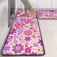 thumbnail image 2 of Kitchen Rugs Sets Of 2,Lightpink Daisy Flower Purple Blooms Pattern Anti Fatigue Kitchen Mat Rugs Non Slip Washable,Decorative Kitchen Floor Mats for Kitchen,Sink,Laundry,17"x47"+17"x47", 2 of 5