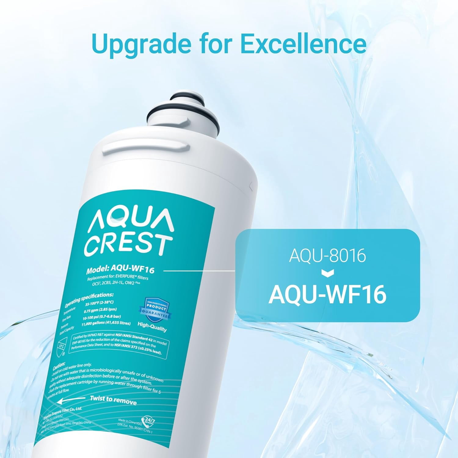 AQUA CREST OCS2 Under Sink Water Filter, Replacement for Everpure OCS2, 2CB5, 2H-L, 2CB-GW, ADC, OW2-Plus, EV9618-02, EV9634-26, EV9634-01, EV9617-05, Aquverse A100