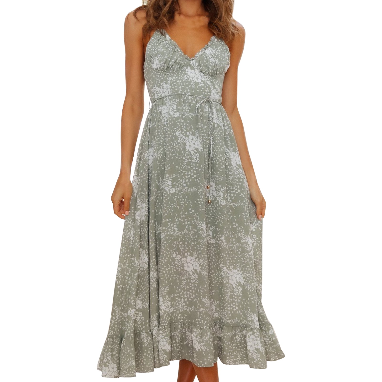 mid length spaghetti strap dress