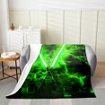 thumbnail image 2 of Erosebridal Neon Lightsaber Throw Blanket for Couch, Green Geometry Plush Blanket, Lightning Decor, 2 of 7