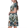 thumbnail image 2 of Goofa Hawaiian Style Pattern Women Summer Short Sleeve Midi Dress with Pockets Casual Aline Flowy Tshirt Dress Vocation Beach Sundress, 2 of 6