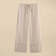 thumbnail image 2 of FUNUONY Womens Wide Leg Pants Casual Palazzo Flowy Pleated Trouser Woman Elastic High Waisted Loose Fit Lounge Pant Comfy 2025 Linen Pants Cotton Baggy Long Trousers with Pockets Khaki M, 2 of 9