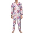 thumbnail image 3 of Disketp Lilies Flowers for Pajamas Set Long Sleeve Sleepwear Mens Button Down Nightwear Pj Sets-XX-Large, 3 of 7