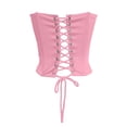 thumbnail image 5 of Women's Fashion Strapped Corset Top Asymmetric Off Shoulder Bandage Bustier Bodysuit for Party and Night Out Pink S, 5 of 6
