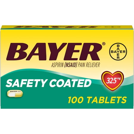 Aspirin Regimen Bayer Regular Dose Pain Reliever Enteric Coated Tablets, 325mg, 100