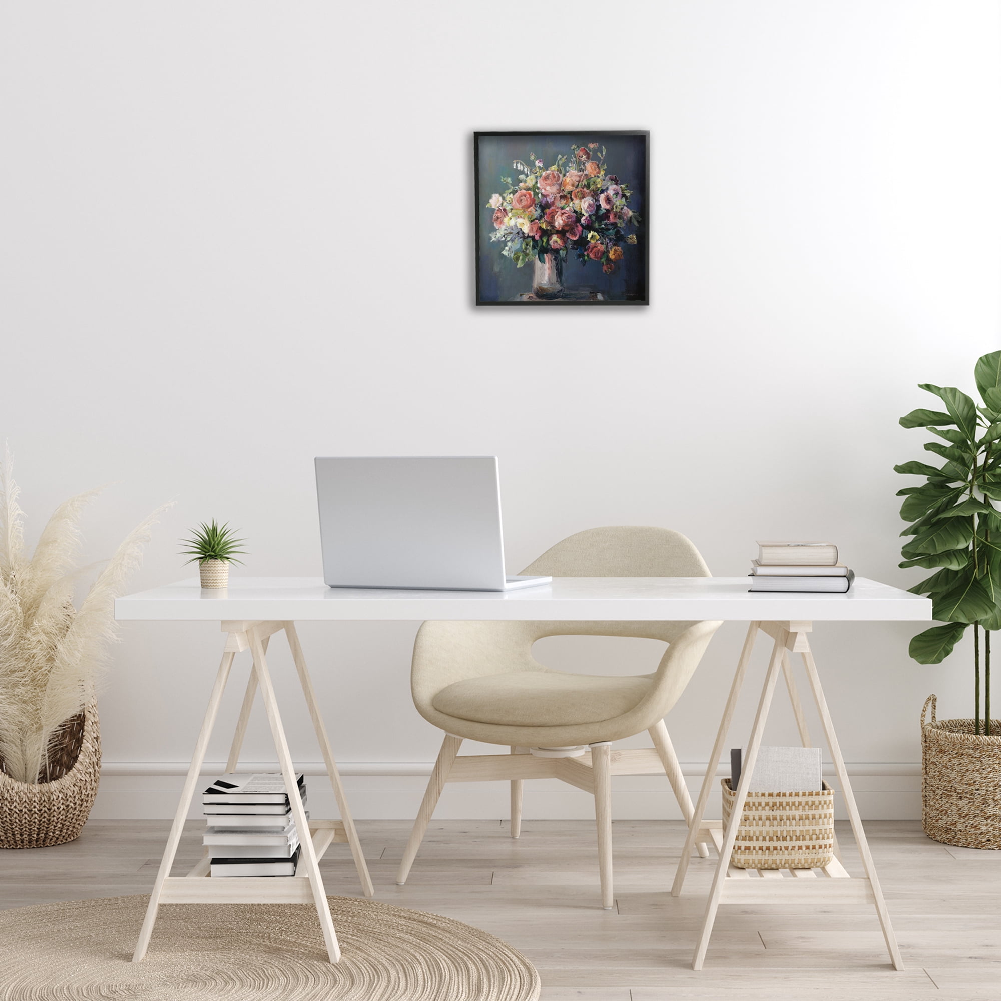 Stupell Industries Abundant Dark Bouquet Botanical & Floral Painting Black Framed Art Print Wall Art, 17 x 17