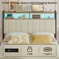 thumbnail image 6 of Pinmoco Headboard for Full Size Bed with Storage, Linen Upholstered Headboard with LED & USB Charging, Beige, Headboard Only(Bed Frame Not Included), 6 of 11