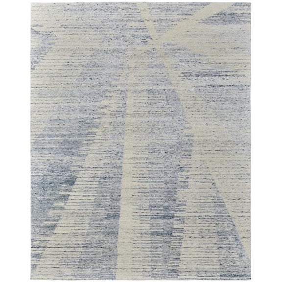 HomeRoots 566645 4 x 6 ft. Abstract Hand Knotted Worn Faded Rectangle Area Rug, Ivory & Blue