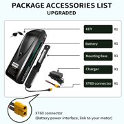 48V Lithium Ebike Battery, w/ 30A BMS, for Electric Bicycles & E-Motorcycles(100W-1500W) , Includes 2A Charger XT60 Connector (48V13AH)