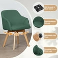 thumbnail image 2 of WOOW DEPOT Swivel Dining Chairs Set of 4, Upholstered with Arms & Wood Legs, Modern Linen Fabric Side Chairs for Kitchen Living Room Office, Dark Green, 2 of 11