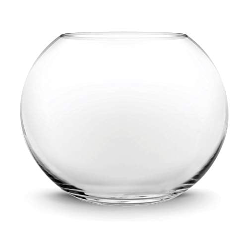 CYS EXCEL Glass Bubble Bowl (H-4.5" W-5.5", Approx. 1/4 Gal.) | Multiple Size Choices Fish Bowl Vase | Glass Round Bowl Terrarium | Globe Flower Vase Centerpiece