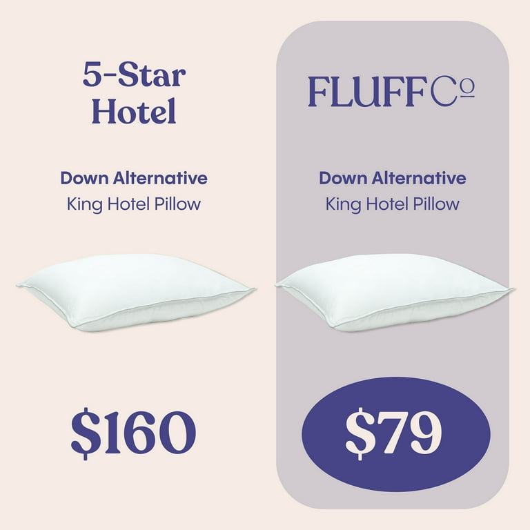 FluffCo Down Alternative Pillow Soft Fluff: White King