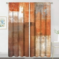 Abstract Burnt Orange Curtains 52Wx84H Inch Rod Pocket Gray Rust Brown Watercolor Oil Painting Bedroom Window Drapes Cool Modern Simple Printed Living Room Window Treatment Fabric 2 Panels