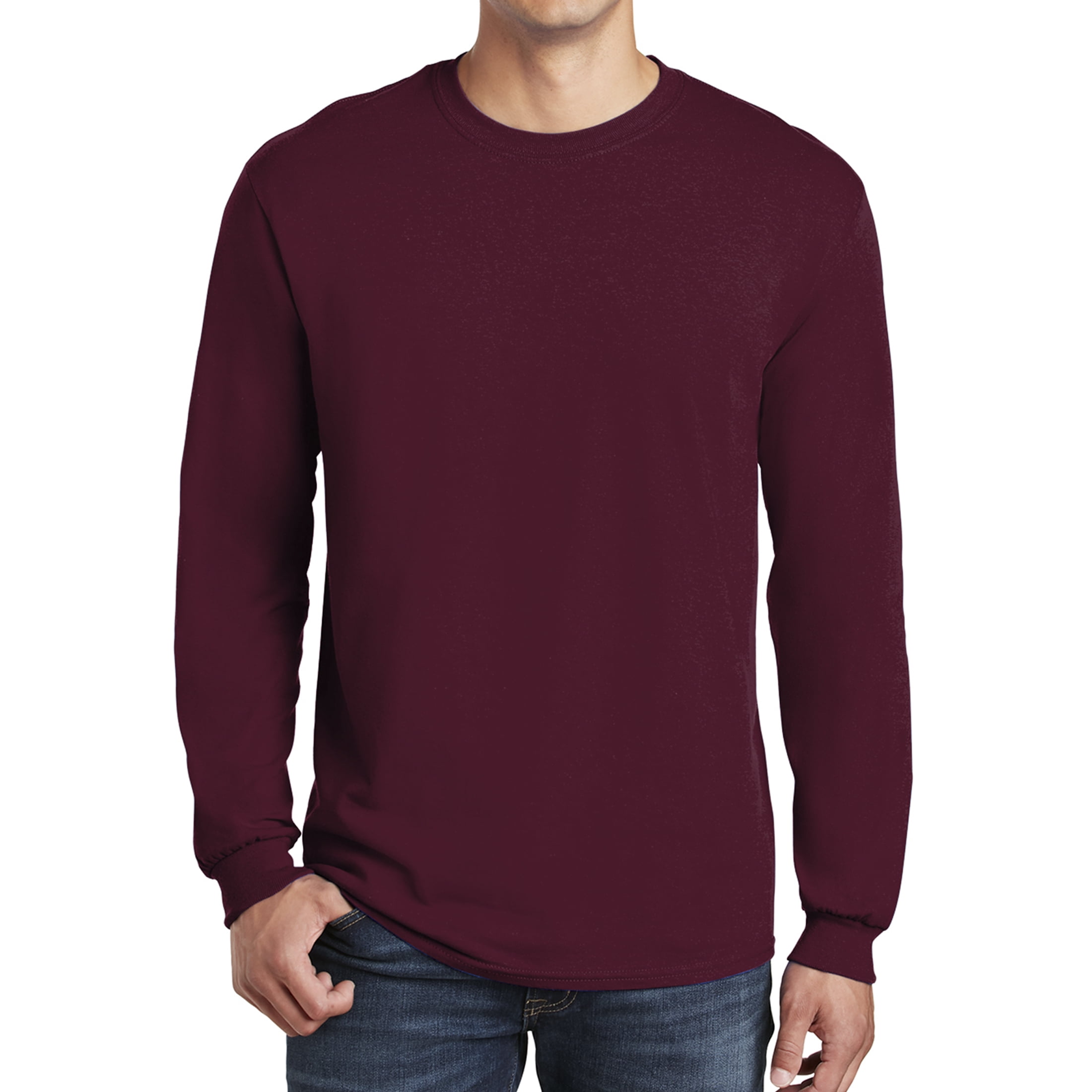 Gildan Men's Heavy Cotton Long Sleeve T-Shirt 2-Pack - Style G5400, Purple & Cardinal Red, Large