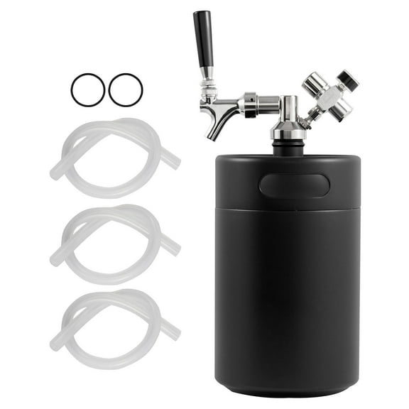 GETHFS Pressurized Mini Beer Keg Growler, 170oz/5L Stainless Steel Draft Beer Dispenser with Adjustable CO₂ Tap, Portable Handle – Keeps Beer Fresh for Months