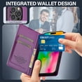 thumbnail image 6 of Allytechgroup Flip Wallet Case for iPhone 16 Pro with Credit Card Slot, PU Leather Slim Phone Case for Women Men with Stand Shockproof Protective Back Cover for Apple iPhone 16 Pro, Purple, 6 of 6