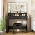 thumbnail image 3 of VEANERWOOD Makeup Vanity Table Set with Lighted Mirror & Power Strip for Bedroom, Black, 3 of 12