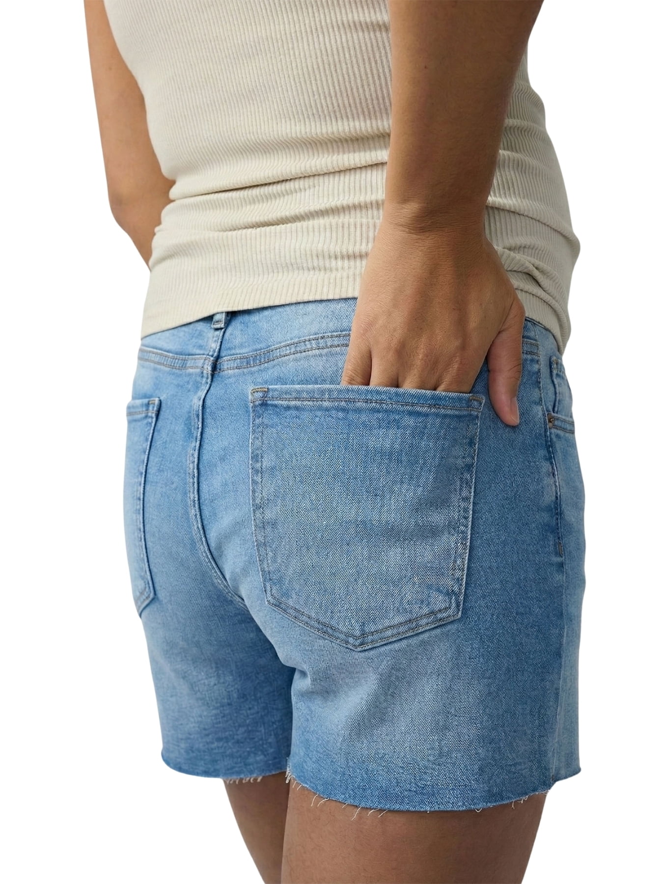 Ingrid & Isabel For Every Belly Women's Maternity Over The Belly Raw Hem Denim Short, Sizes S-XXL
