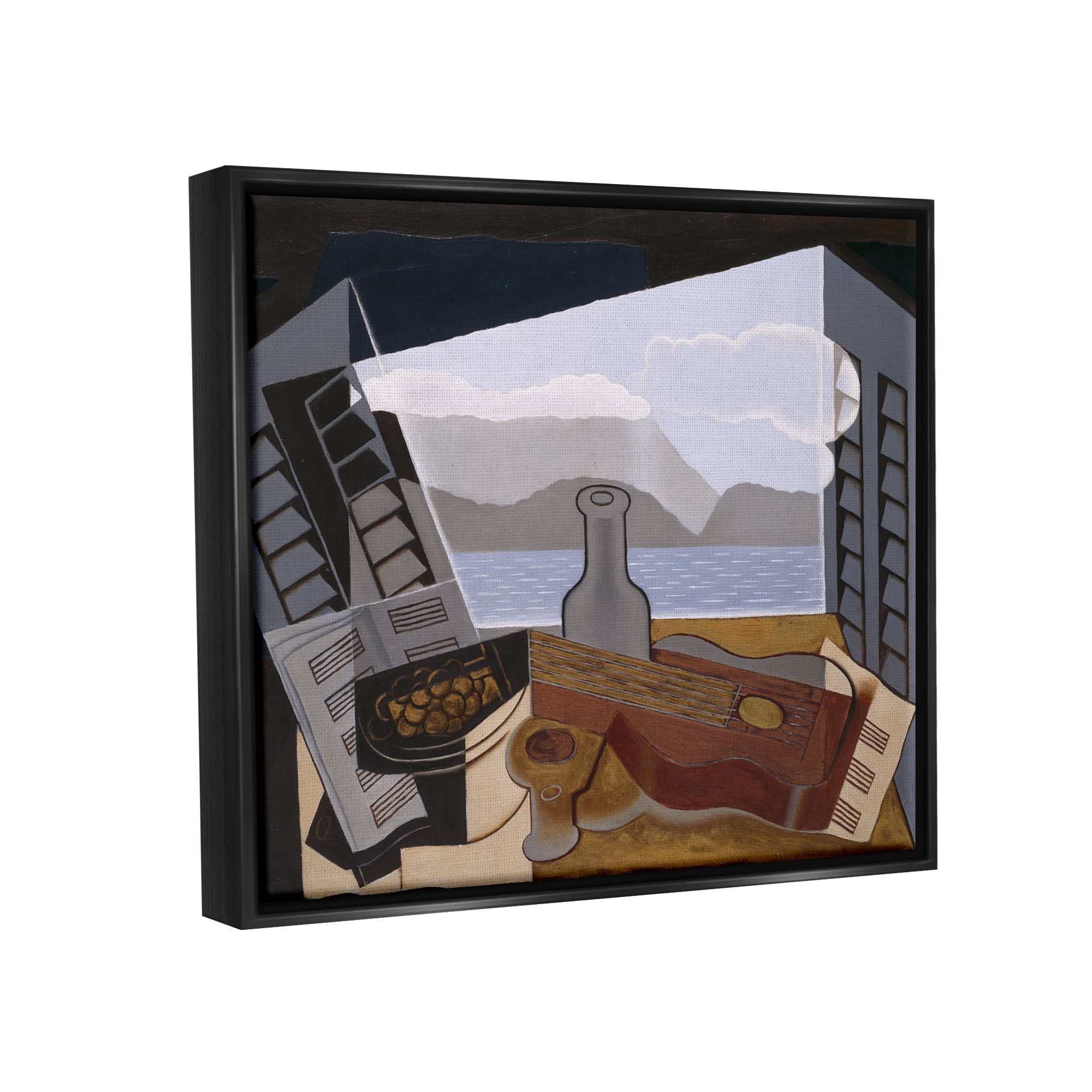 Stupell Industries La Fenetre Ouverte Juan Gris Classic Abstract Painting Painting Jet Black Floating Framed Canvas Print Wall Art, Design by one1000paintings