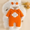 thumbnail image 2 of Busydd Baby Girl Romper 0-9 Months Winter Warm Fleece Rompers Fashion Cute Long Sleeve Hooded Newborn Baby Boy Clothes, 2 of 9