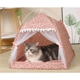 thumbnail image 6 of Portable Large Cat tent, Cushion Puppy , Kennel Bed for Warm Thick Dog Kitten Pet , Pink, XL, 6 of 9
