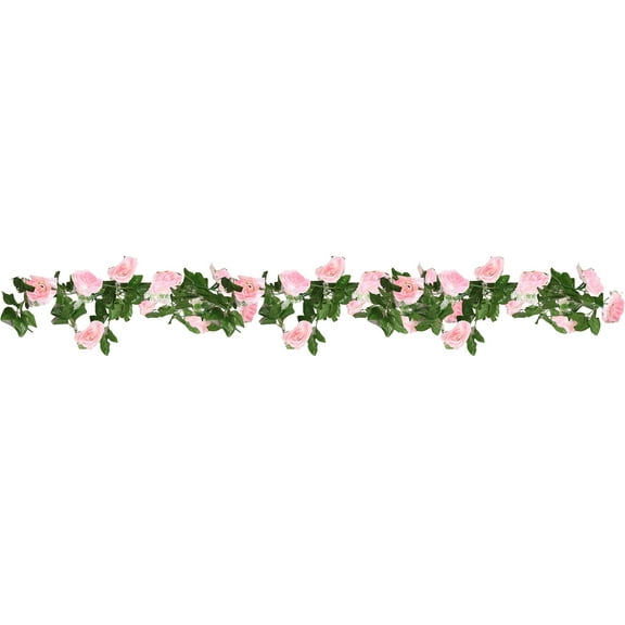 SIYTUAU Artificial Rose Vines Pink Silk Flower Garland Hanging Decor For Wedding Arch Party Wall Garden Background Table Decoration Artificial Rose Vines Pink