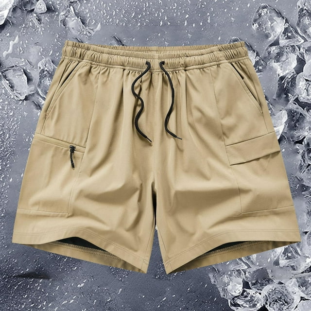 pstuiky Pantalones cortos para hombre, Pantalones cortos cargo elásticos para hombre, informales, con cordón ajustable, clásicos, de verano, con múltiples bolsillos