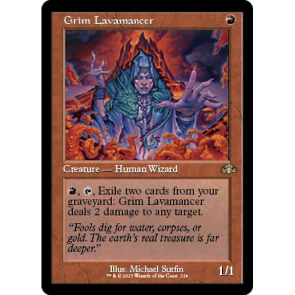 MtG Dominaria Remastered Rare Grim Lavamancer (Old-Frame FOIL) #324